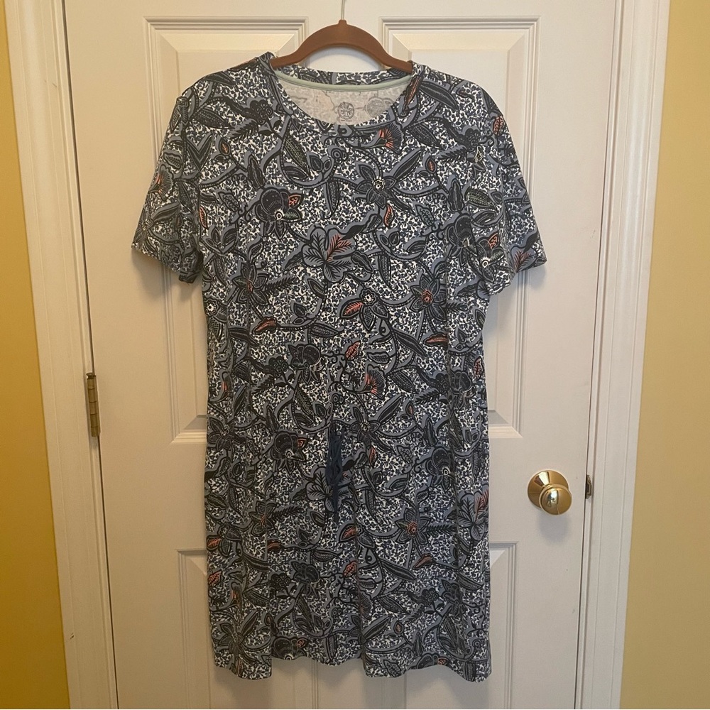 Tory Burch Drawstring Waist, Prima Cotton, T-Shirt Dress Sz S